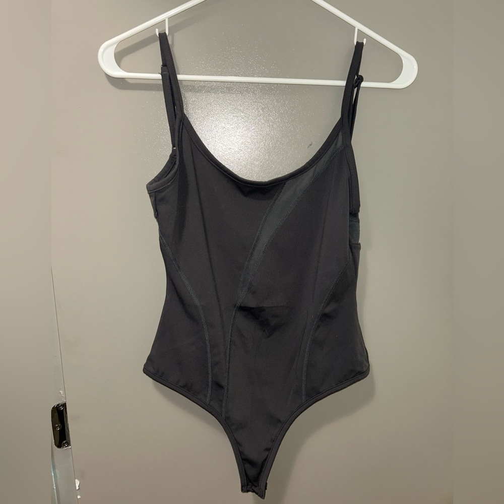 BUFF BUNNY COLLECTION dark grey plunge bodysuit (US S)